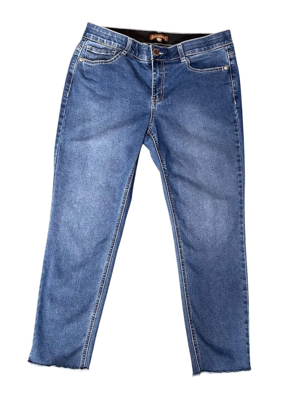 reCreation Womens Jeans mid rise cropped Sz 12 Large blue denim #288